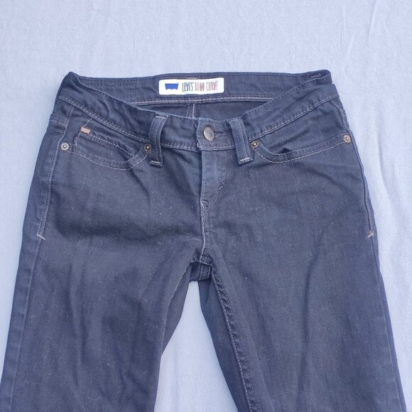 Levi's jeans women's junior size 0 M black colour Demi Curve Skinny Straight Leg - Picture 2 of 15